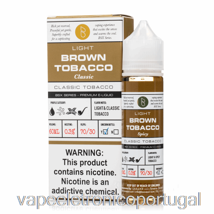 Vape Eletrônico Tabaco Marrom - Série Bsx - 60ml 3mg